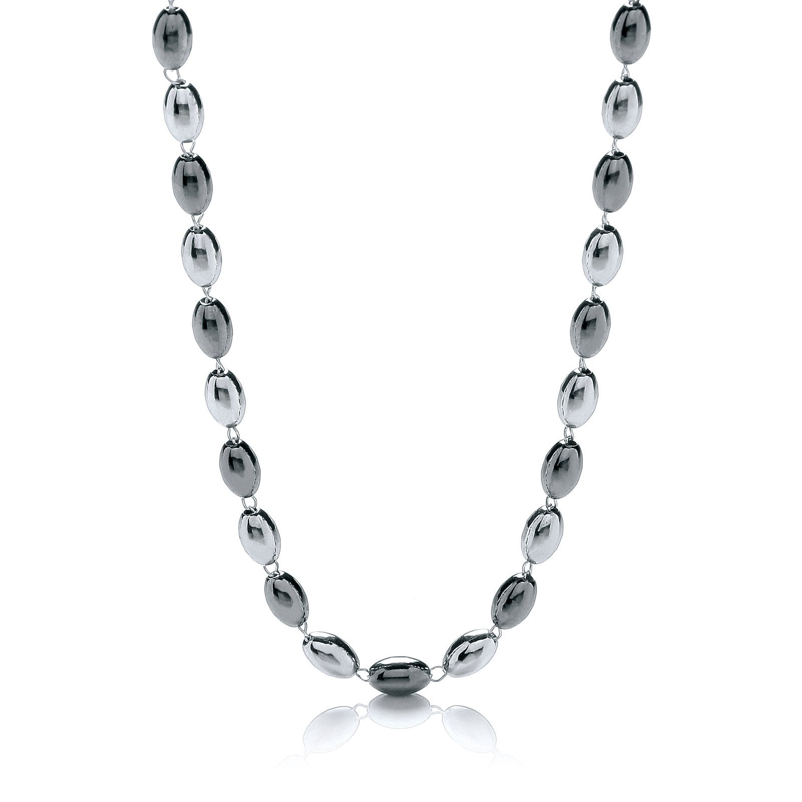 Silver & Ruthenium Oval Bead Necklace 36"/92cm - Fine Necklace - Certified Authentic – Luxury Jewellery by Imperial Ti